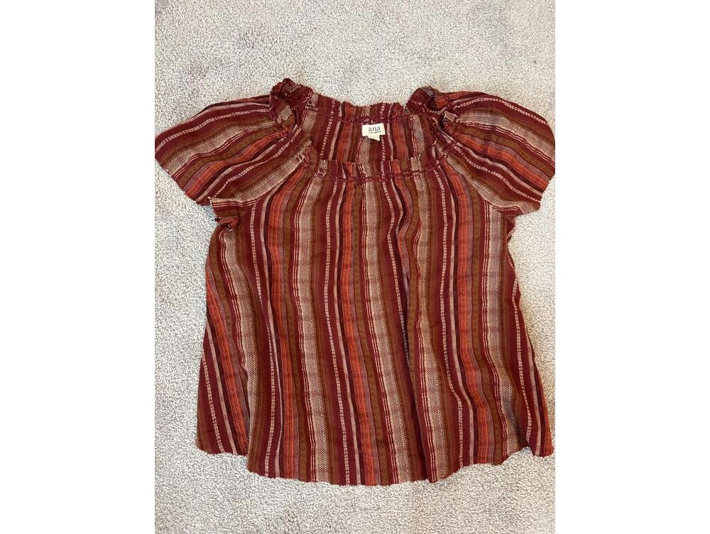 Ana Striped Short Sleeve Blouse